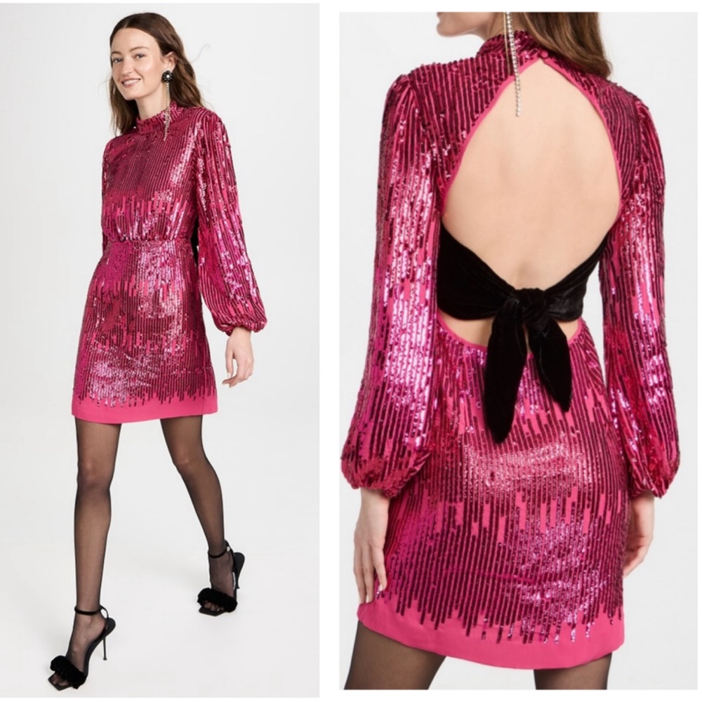 NWT RIXO Lara Sequinned Mini Dress